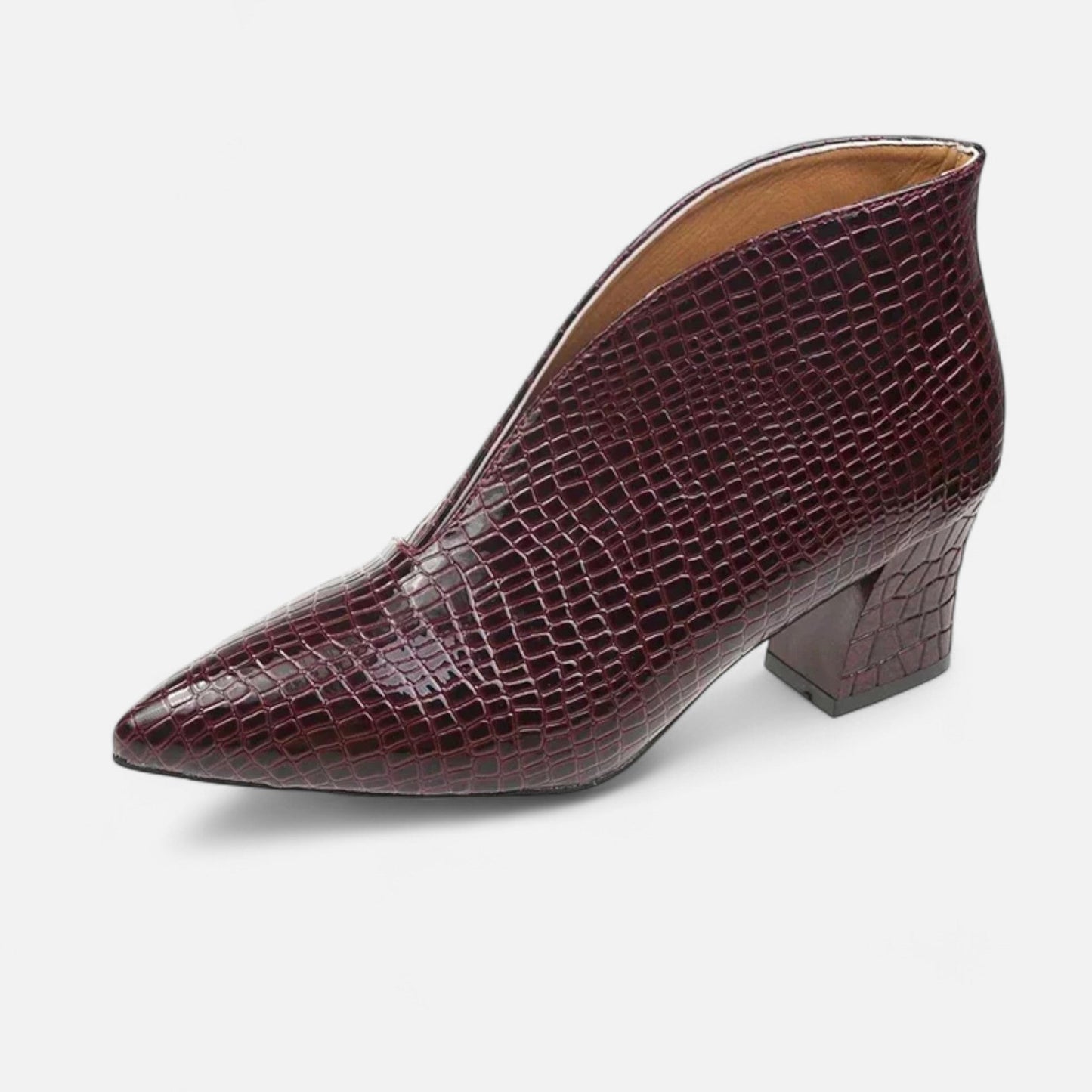 Women’s Patent Leather V-Cut Ankle Boots